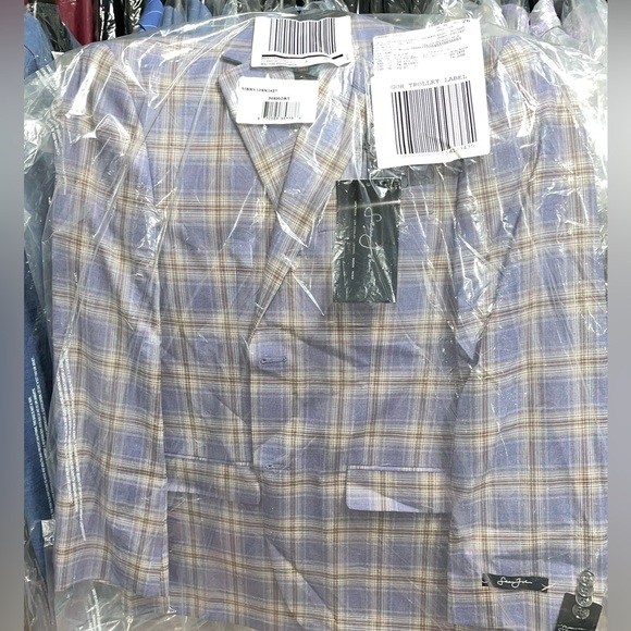 New 36S Sean John Mens Classic Fit Patterned Suit Jacket Grey Violet Blue Coat - Picture 7 of 7